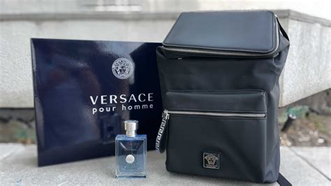 macy's versace perfume with backpack.